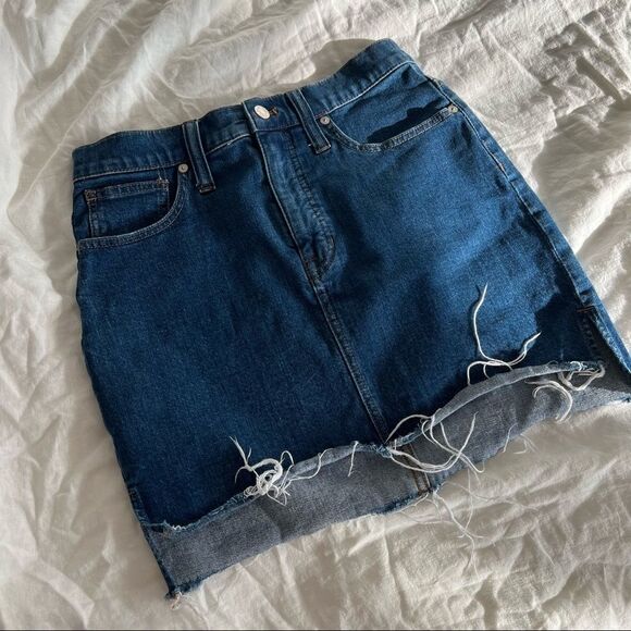 Madewell Stretch Denim Straight Mini Skirt: Step-Hem Edition Size 27 - Picture 1 of 14